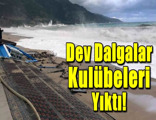 Ölüdeniz'de Dev Dalgalar Kulübeleri Yıktı