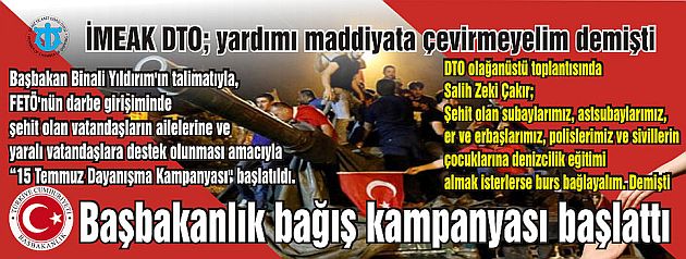 DTO, Yardımı maddiyata çevirmeyelim dedi Başbakanlık kampanya başlattı