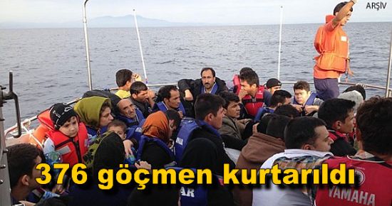 Ege Denizi'nde 376 göçmen kurtarıldı