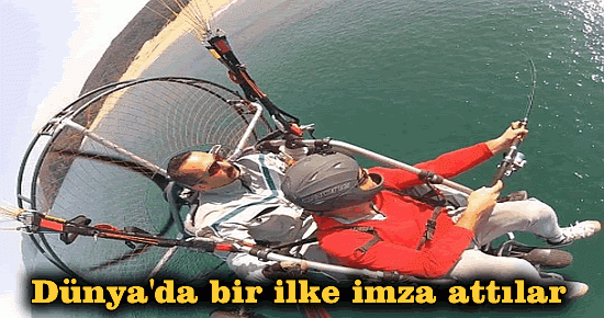 Paramotor ile balık tutmaya kalktılar